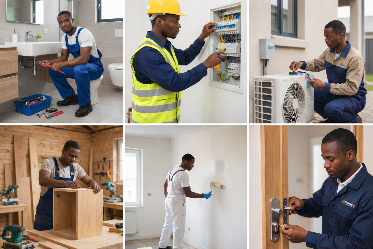 Professionnels africains - Plombier, Électricien, Technicien, Menuisier, Peintre, Serrurier